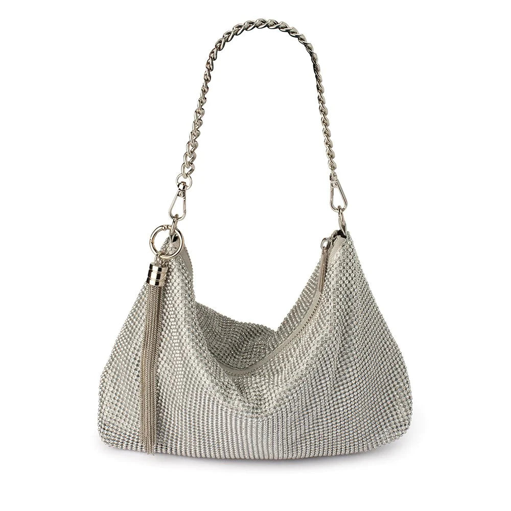 Olga Berg - JACE CRYSTAL SHOULDER BAG - Silver