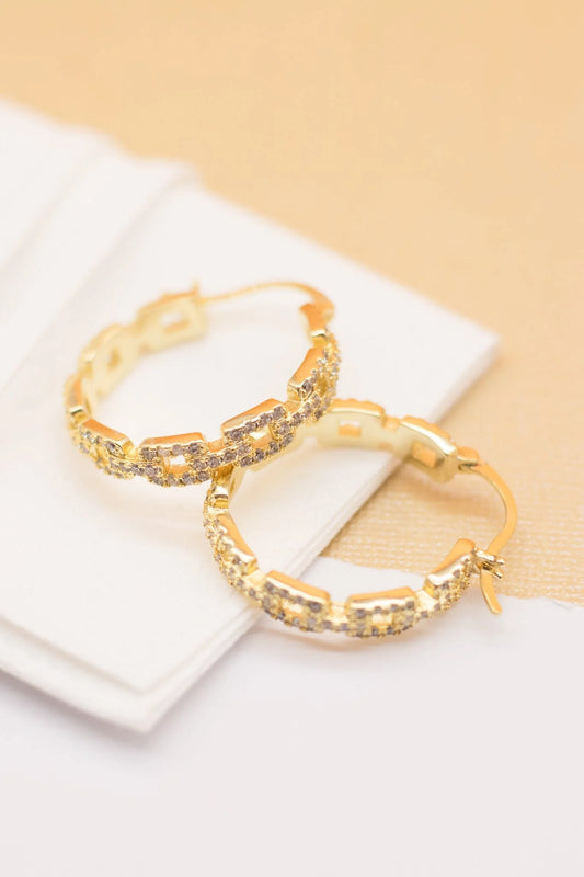 D'oro Jewellery - Love Link Hoop Earrings Gold