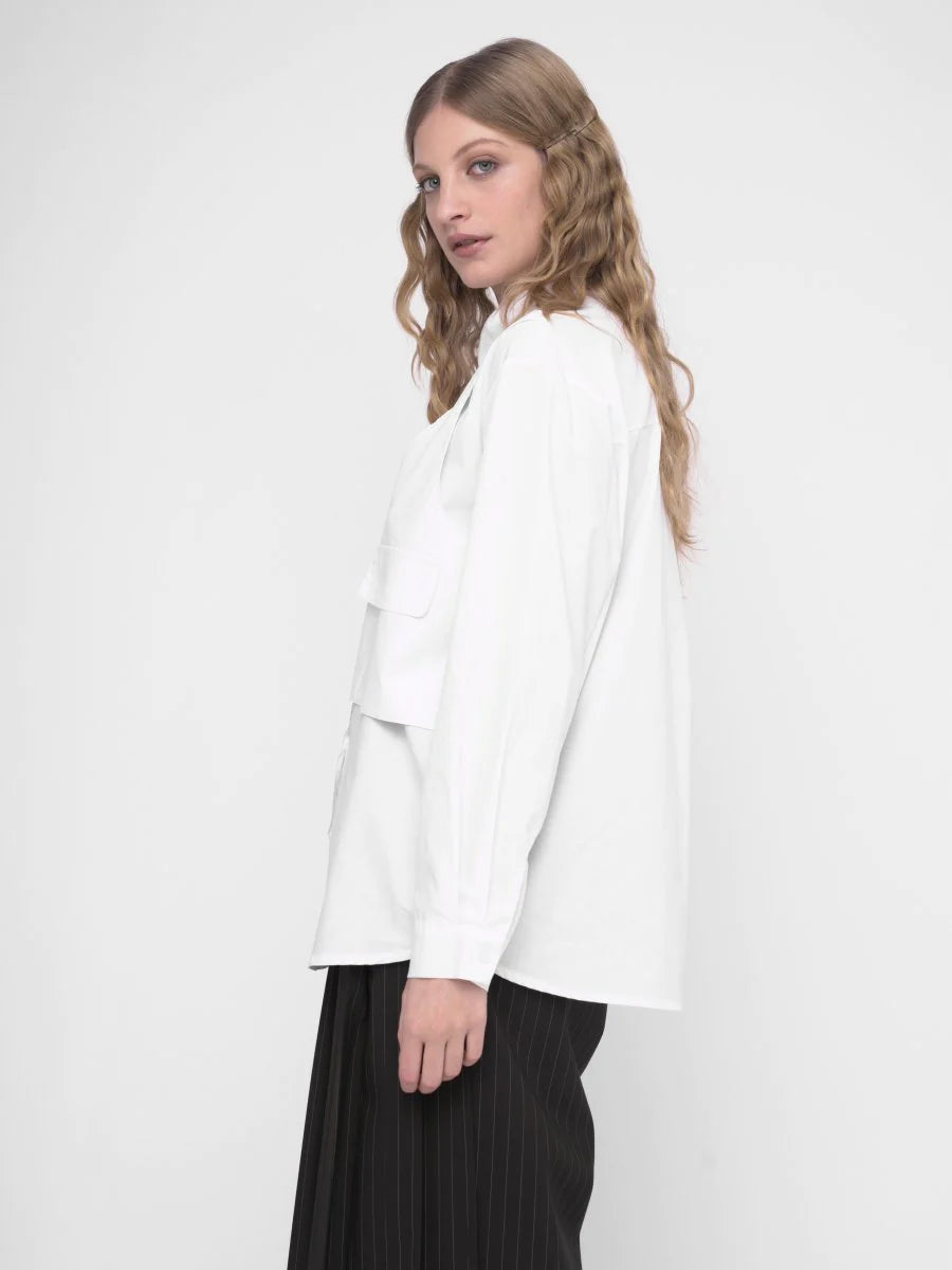 Baci - Overlay Buttoned Long Sleeve Shirt White - 306019WHTXS