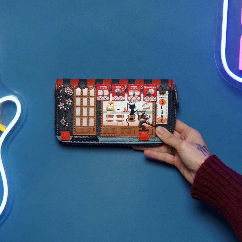 Vendula London Sushi Blue Edition Large Ziparound Wallet Available Now